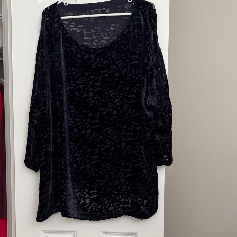 Eileen Fisher Dark Blue Textured Blouse